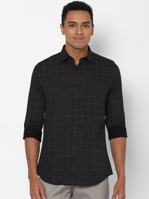 

Allen Solly Men Black & White Pure Cotton Slim Fit Checked Casual Shirt