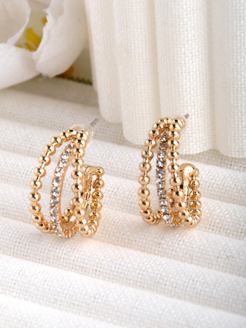 

CRZ Gold-Toned Contemporary Half Hoop Earrings