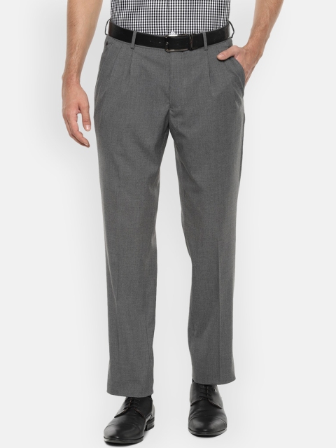 

Louis Philippe Men Grey Regular Fit Self Design Formal Trousers