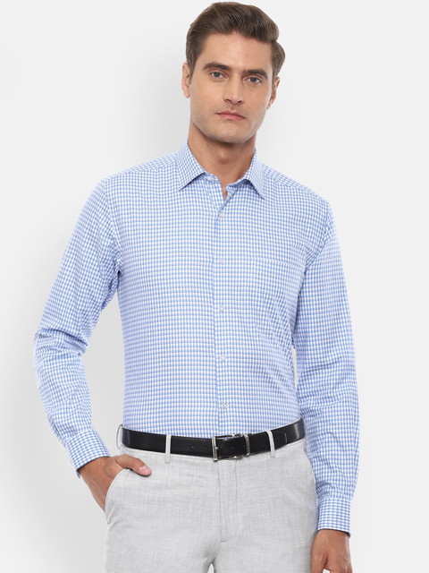 

Louis Philippe Men Blue & White Slim Fit Checked Formal Shirt