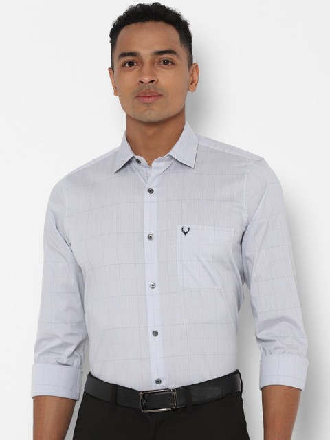 

Allen Solly Men Grey & Black Slim Fit Checked Formal Shirt