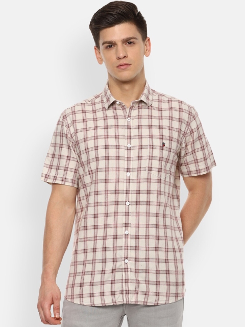 

Louis Philippe Sport Men Beige & Brown Slim Fit Checked Casual Shirt