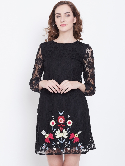 

DODO & MOA Women Black Printed A-Line Dress