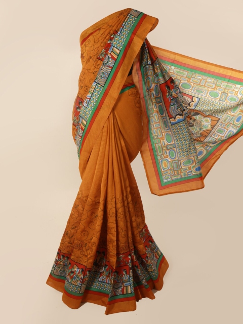 

Pothys Mustard Printed Cotton Blend Saree