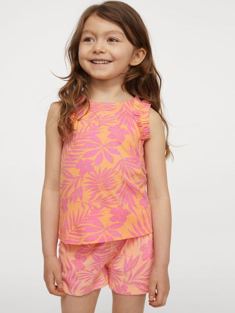 

H&M Girls Orange & Pink Patterned Jersey Shorts