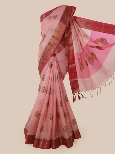 

Pothys Pink Woven Design Cotton Blend Saree With Tasseled Pallu