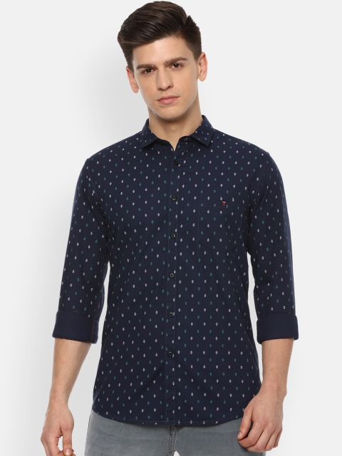 

Louis Philippe Jeans Men Navy Blue & White Super Slim Fit Printed Casual Shirt