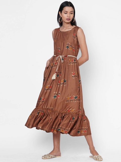 

ZOLA Women Brown Printed A-Line Dress