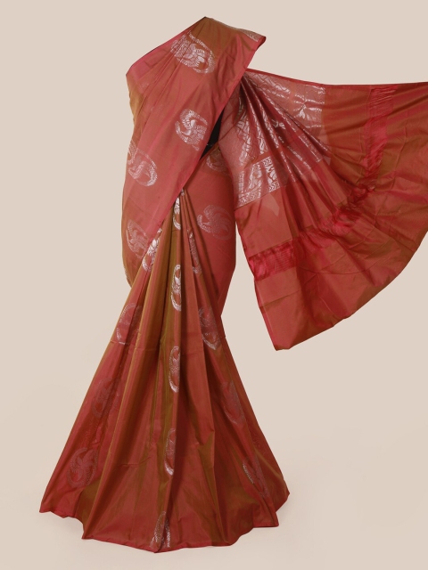 

Pothys Rust Orange & Silver Dual Toned Woven Design Saree