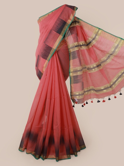 

Pothys Pink Solid Cotton Blend Saree