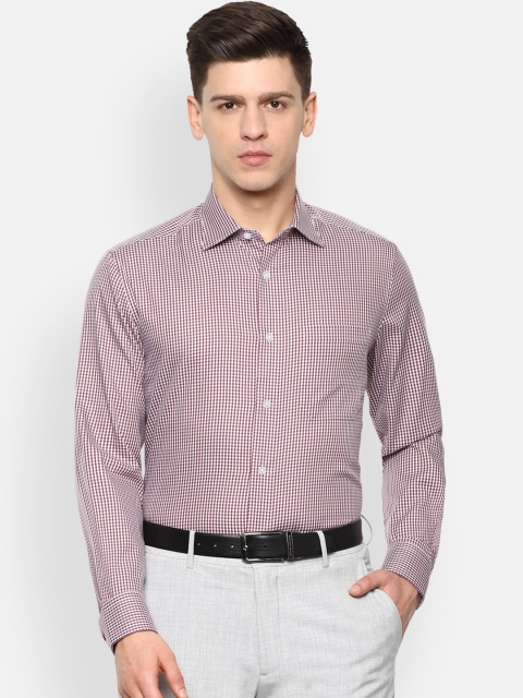

Louis Philippe Men Maroon & White Regular Fit Checked Formal Shirt