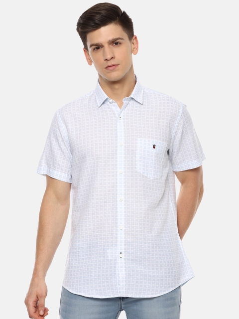 

Louis Philippe Sport Men White & Blue Slim Fit Checked Casual Shirt