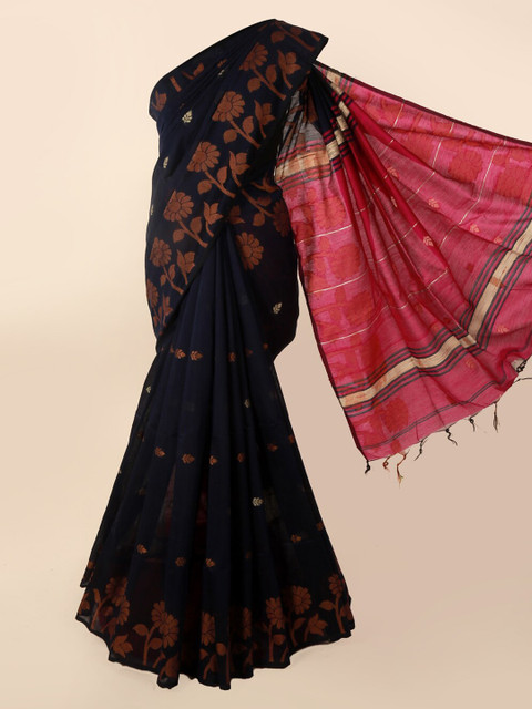 

Pothys Blue Woven Design Cotton Blend Saree