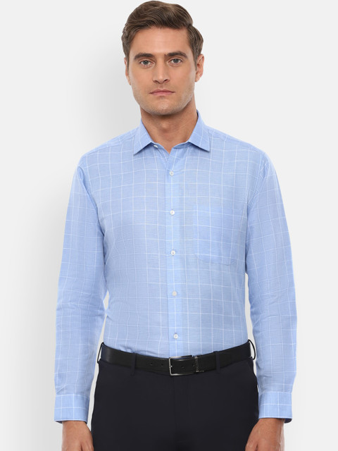 

Van Heusen Men Blue & White Regular Fit Checked Casual Shirt