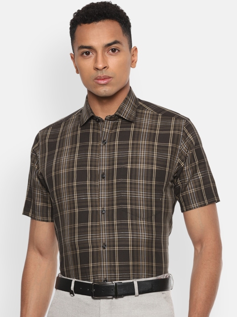 

Van Heusen Men Brown & Beige Regular Fit Checked Semiformal Shirt