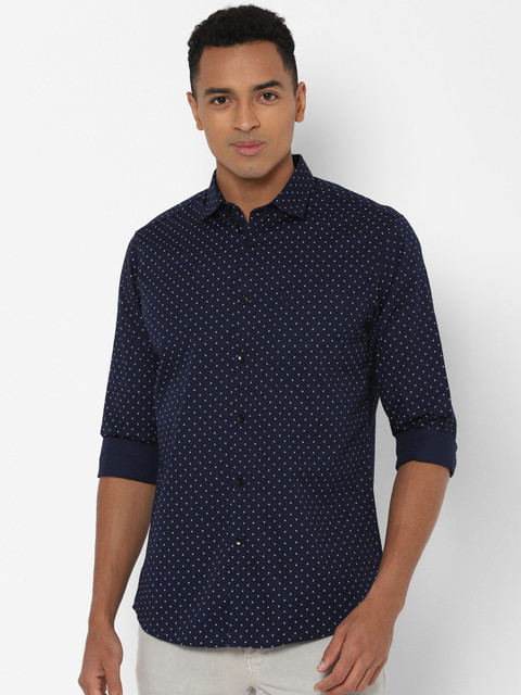 

Allen Solly Men Navy Blue & White Slim Fit Printed Casual Shirt
