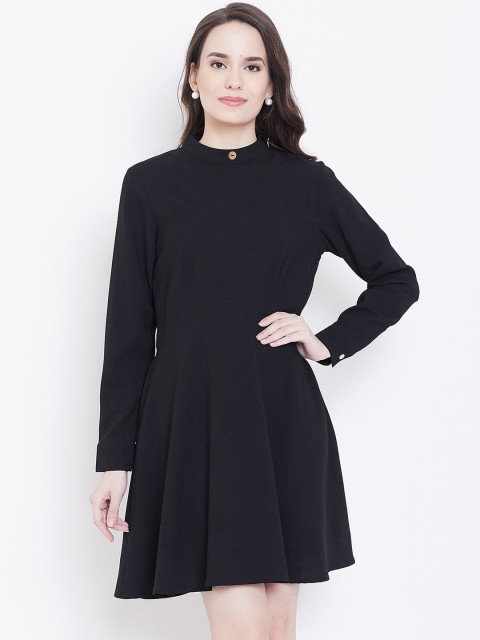 

DODO & MOA Women Black Solid Fit and Flare Dress