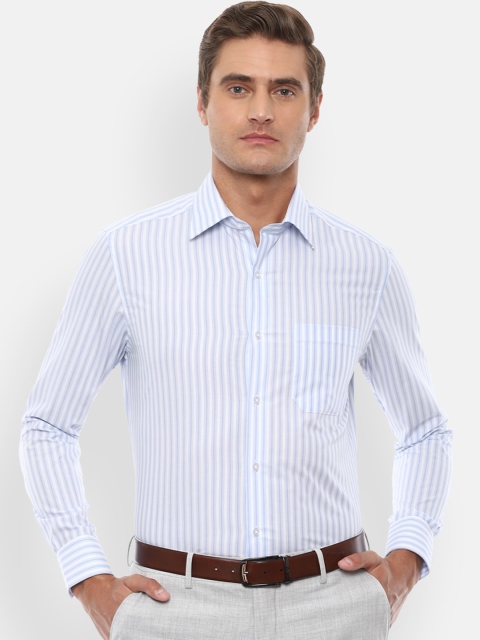 

Louis Philippe Men Blue & White Regular Fit Striped Formal Shirt