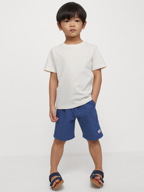 

H&M Boys Blue Solid Linen Blend Shorts
