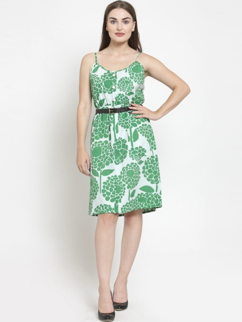 

Purple State Women White Printed Fit and Flare Dress