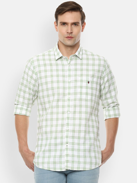 

Louis Philippe Sport Men White & Green Slim Fit Checked Casual Shirt