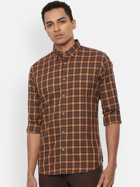 

Van Heusen Sport Men Brown & Mustard Slim Fit Checked Casual Shirt