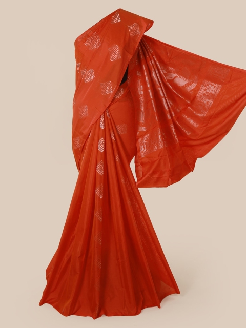 

Pothys Orange & Silver Woven Design Saree