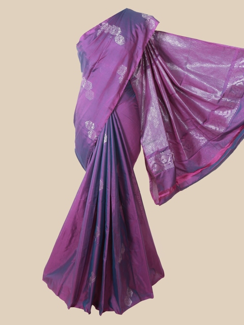 

Pothys Purple & Silver Dual-Toned Woven Design Saree
