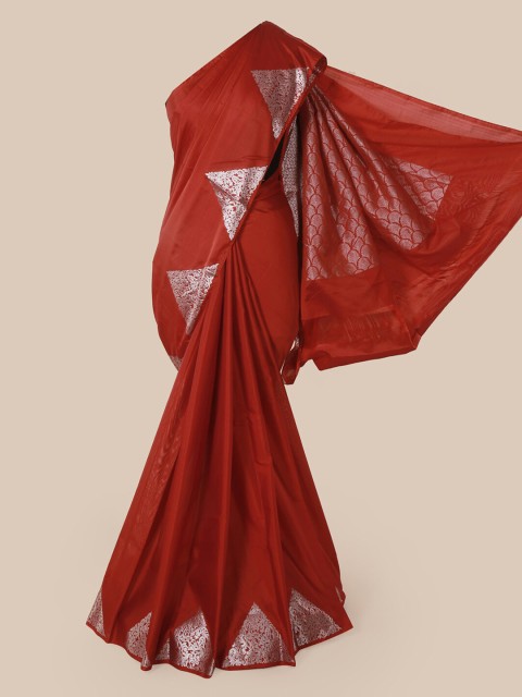 

Pothys Red & Golden Solid Zari Saree