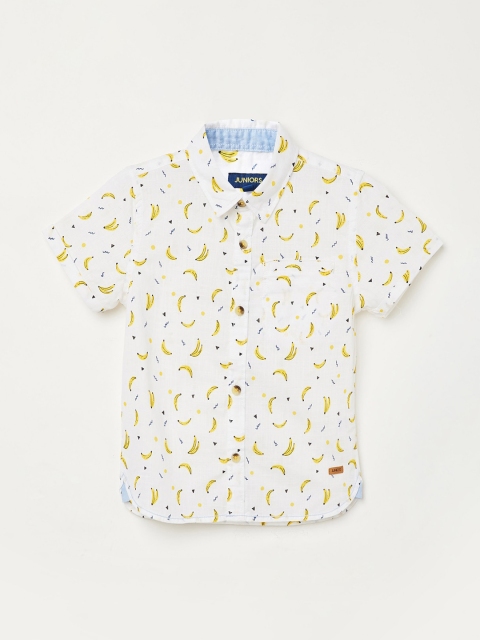 

Juniors by Lifestyle Boys Off-White & Yellow Regular Fit Printed Casual Shirt