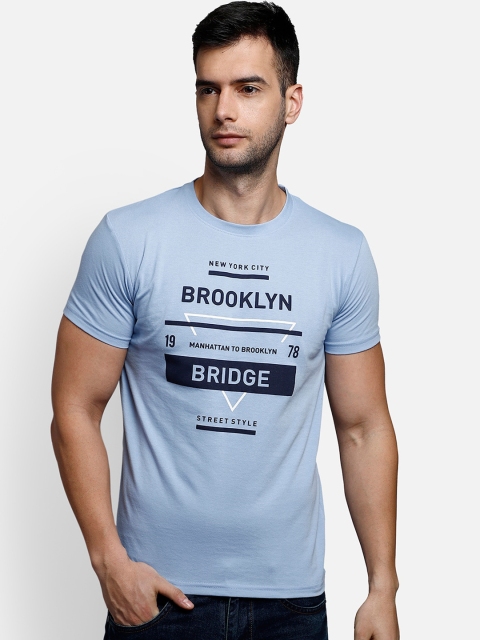 

COBB Men Blue Printed Round Neck T-shirt
