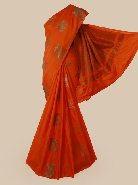

Pothys Orange & Golden Woven Design Saree