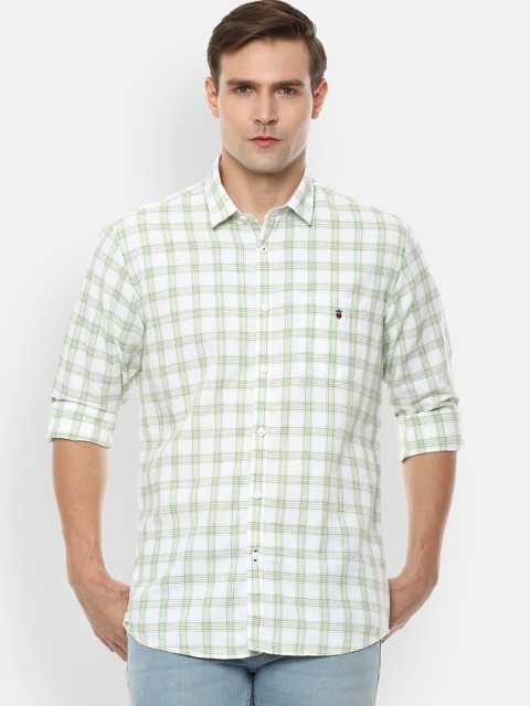 

Louis Philippe Sport Men White & Green Slim Fit Checked Casual Shirt