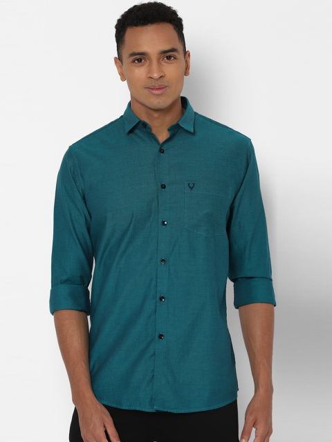 

Allen Solly Men Teal Green Cotton Slim Fit Solid Casual Shirt