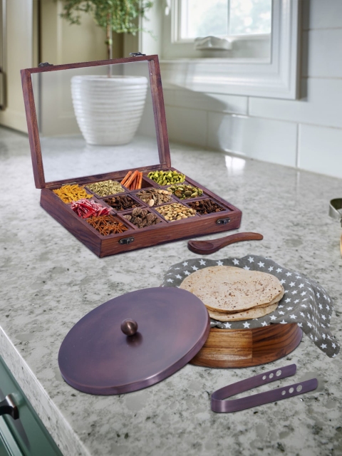 

nestroots Brown Wooden Masala Box Combo