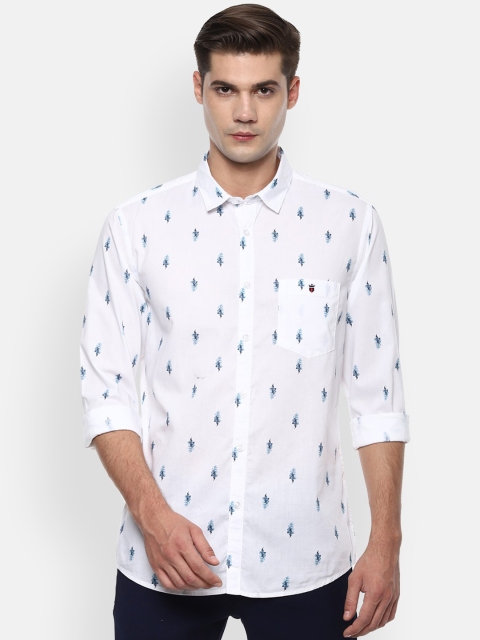 

Louis Philippe Jeans Men White & Blue Super Slim Fit Printed Casual Shirt