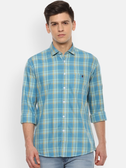 

Louis Philippe Jeans Men Blue & Yellow Slim Fit Checked Casual Shirt
