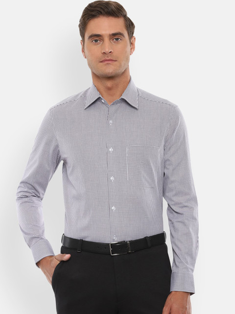 

Louis Philippe Men White & Coffee Brown Regular Classic Fit Checked Formal Shirt