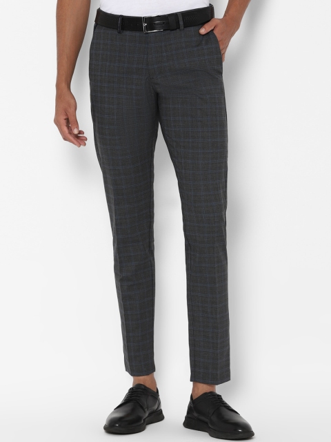 

Allen Solly Men Charcoal Grey & Blue Slim Fit Checked Smart Casual Trousers