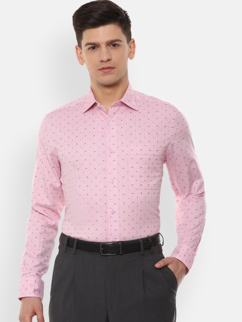 

Louis Philippe Men Pink Classic Fit Self-Design Formal Shirt