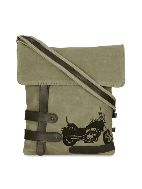 

NEUDIS Women Olive Green & Black Printed Sling Bag