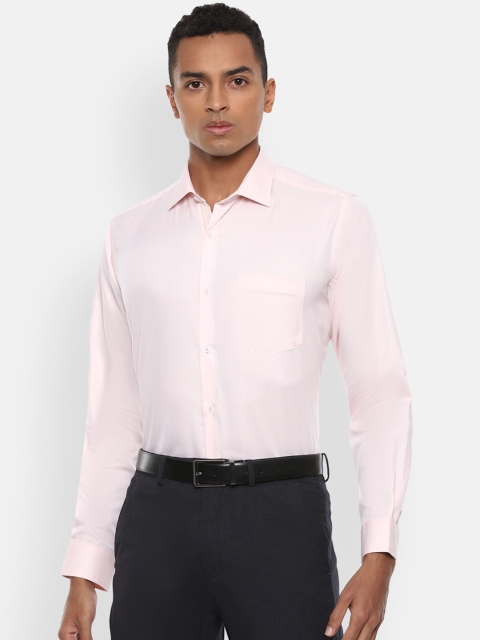 

Van Heusen Men Peach-Coloured Regular Fit Solid Pure Cotton Formal Shirt