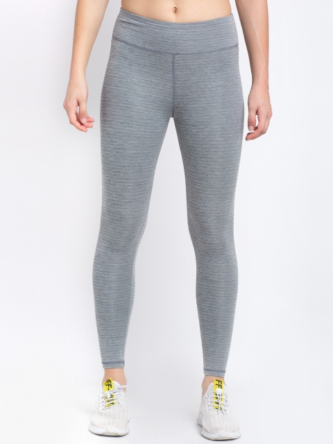 

Boston Club Women Grey Striped Skinny-Fit Sports Tights
