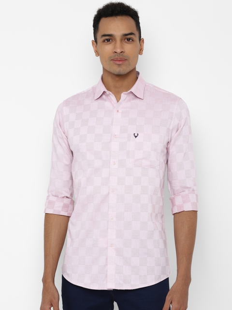 

Allen Solly Men Pink & White Slim Fit Checked Casual Shirt