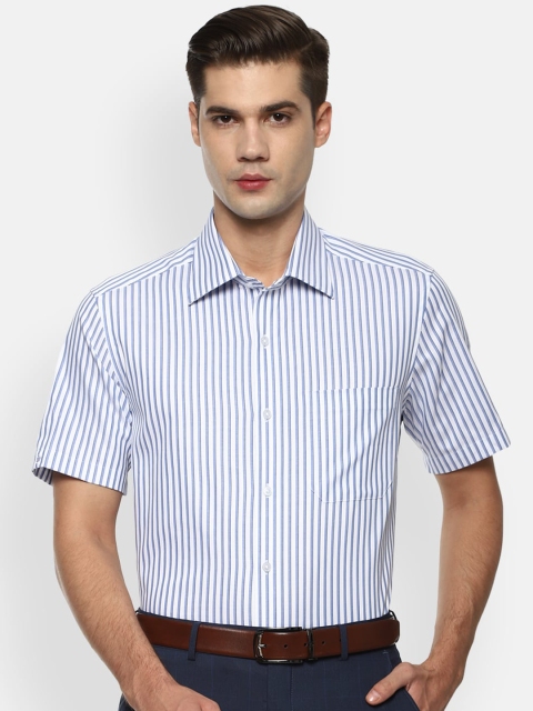 

Louis Philippe Men Blue & White Regular Fit Striped Pure Cotton Formal Shirt
