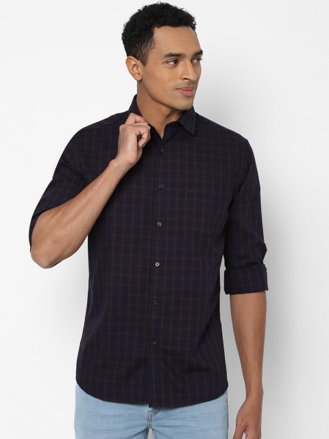 

Allen Solly Men Navy Blue & Brown Slim Fit Checked Casual Shirt