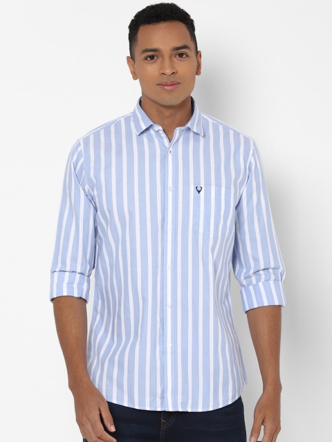 

Allen Solly Men Blue & White Pure Cotton Slim Fit Striped Casual Shirt