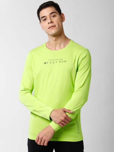 

Peter England Men Fluorescent Green Solid Round Neck T-shirt