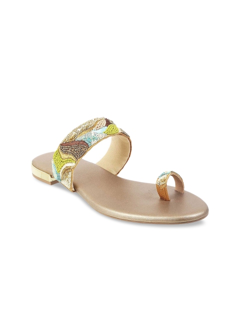

Mochi Women Beige Embellished One Toe Flats