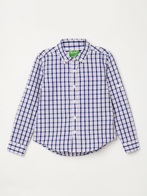 

Bossini Boys Navy Blue & White Regular Fit Checked Casual Shirt